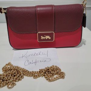 Coach Mini Grace Crossbody in Colorblock Gold/Red Apple Leather CC057